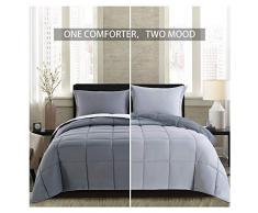 Homrealistic Moment Leichtes Schmusetuch Set – Ganzjahres-Daunenalternative Bettdeckeneinlage für den Sommer, 3-teilig – 1 Schmusetuch mit 2 Kissenbezügen King Dunkelgrau/Hellgrau