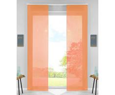 2er Set Schiebegardinen Flächenvorhänge Vorhang Gardine Schiebe HxB 245x60 cm Orange Komplett mit Paneelwagen Beschwerungsstange, 85589N2