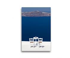 Premium Textil-Leinwand 30 x 45 cm Hoch-Format Berühmte Stühle in Firostefani | Wandbild, HD-Bild auf Keilrahmen, Fertigbild auf hochwertigem Vlies, Leinwanddruck von Thomas Klinder