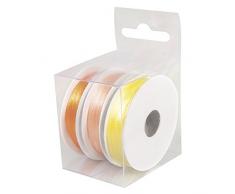 Rayher 5166534 Satinbänder, 3 mm, 3 Rollen à 6 m, Box 18 m, orange