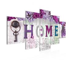 Runa Art Bilder Home Blumen Wandbild 200 x 100 cm Vlies - Leinwand Bild XXL Format Wandbilder Wohnzimmer Wohnung Deko Kunstdrucke Violett 5 Teilig - Made IN Germany - Fertig zum Aufhängen 503651a
