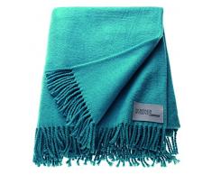 Schöner Wohnen Basic Plaid Decke Tagesdecke Kuscheldecke Wolldecke Couchdecke Sofadecke - Größe: 140 x 200 cm - Farben: hellgrau / dunkelgrau / creme / coral / aqua / nachtblau / gold / pflaume