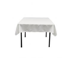 LA Linen Quadratische Tischdecke aus Polyester/Popeline, Polyester, weiß, 132 x 132 x 0.04 cm