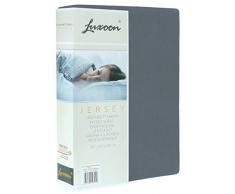 luxoon premium Jersey Spannbettlaken Spannbetttuch Gr. 200 x 220 cm - Anthrazit grau