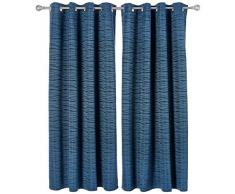 Deconovo Ösenvorhang Vorhang Verdunkelung Gardinen Blickdicht Verdunklungsvorhänge Schlafzimmer, Polyester, Blau, 245x140