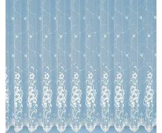 heimtexland Gardine edler Jacquard Store in Florentiner Optik Vorhang reinweiß mit Blumen Wunschmaß geprüfte hochwertige Qualität mit weichfliesendem Fall …auspacken, aufhängen, fertig! Typ261