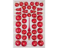 39 TLG. Glas-Weihnachtskugeln Set in Ice Rot Gold Komet - Christbaumkugeln - Weihnachtsschmuck-Christbaumschmuck