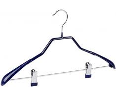 WENKO 10352113100 Universalbügel Shape 42, Kleiderbügel mit Hosensteg und Rock-Clips, verchromtes Metall, 42 x 24.5 x 3.2 cm, Silber glänzend