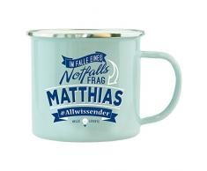 History & Heraldry Echter Kerl Emaille Becher, Matthias, Mehrfarbig