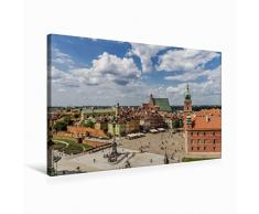 Premium Textil-Leinwand 75 cm x 50 cm quer SchloÃplatz Warschau | Wandbild, Bild auf Keilrahmen, Fertigbild auf echter Leinwand, Leinwanddruck