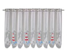 Anna Cortina Mare Gardine, Stoff, rot-blau, 35 x 100 cm