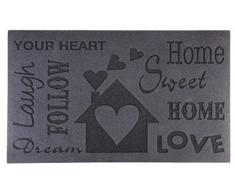 Esschert Design Schmutzfangmatte, Fußmatte mit Motiv Love in grau, ca. 75 cm x 45 cm x 0,5