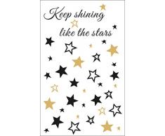 Rayher 60959000 Abziehmotive Stars, schwarz/gold, hauchdünn, 2 Bögen 10 x 16 cm, Tattoo, Aufkleber, Abziehbild, Wasserschiebebild, für glatte Oberflächen, Glas, Kunststoff, Keramik, Metall, Spiegel