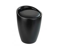 Wenko Badhocker Candy schwarz matt, Hocker mit Stauraum für das Badezimmer und Wohnzimmer, integrierter Wäschesammler, ABS-Kunststoff, Fassungsvermögen 20 L, Ø 36 x 50,5 cm