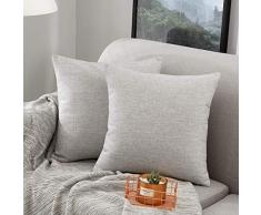 MERNETTE 2er Pack, Baumwolle Leinen Dekorativ Dick Kissenbezug Kissenhülle Dekorative Dekokissen Sofakissen Lendenkissen Wurfkissenbezug Für Sofa Schlafzimmer Auto Stuhl 16x16 Zoll 40x40 cm