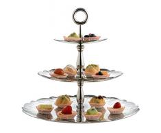 Alessi Dressed for X-Mas Etagere mit DREI Ebenen aus Edelstahl 18/10 glänzend poliert mit Reliefdekor, Stahl, Silver, 34 x 34 x 31 cm