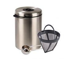 Xavax Kaffeedose mit Kaffelöffel + Dauer-Kaffeefilter Größe 4 (für 1kg Kaffeebohnen, Tee, Kakao, mit Aromaverschluss, Dauerfilter für Filterkaffeemaschinen und Tee, Ø 12 cm, Höhe 10 cm)