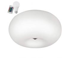 EGLO RGB Deckenleuchte Optica, inkl. RGB Leuchtmittel und Fernbedienung, Farbe: Nickel matt, Glas: Opal matt weiß, dimmbar, Weißtöne und Farben einstellbar, Material: Stahl