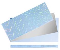 Rayher 31567358 Verzierwachs-Set Baby, 8 Verzierwachsplatten/-streifen, blau/weiß-Töne, Wachs zum Kerzen verzieren, ideal für Taufkerzen, Wachsfolie