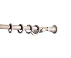 indeko PISA, stabile vintage Gardinenstange Ø 25 mm aus Holz auf Maß, 1-Lauf, weiß-natur, Komplettset mit Zubehör