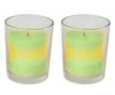 2er Set LED Teelichte im Glas grün Echtwachs