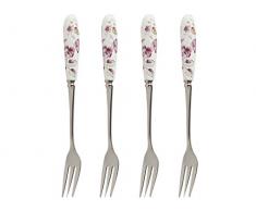 Katie Alice Ditsy Floral 4er-Set Kuchengabeln aus Edelstahl mit Keramikgriffen,