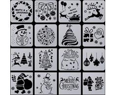 Outus 16 Stück Weihnachten Schablonen Vorlage Schneemann Weihnachtsbaum Rentier Kunststoff Schablonen Vorlage für Fenster Glastür Karosserie