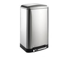 WENKO 21769100 Treteimer Studio Easy-Close Mattiert, Mülleimer mit Absenkautomatik, Anti-Finger-Print Fassungsvermögen: 30 l, Edelstahl rostfrei, 34 x 61 x 32.5 cm, Satiniert