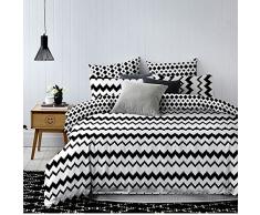 DecoKing Bettwäsche 160x200 cm mit 2 Kissenbezügen 70x80 schwarz weiß geometrisches Muster Microfaser Hypnosis Waves