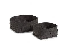 Zeller 14363 Körbchen, 2er Set, Filz Korb, Filz, Anthrazit, 22 x 18 x 10 cm