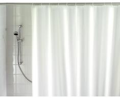 Wenko Duschvorhang Uni - waschbar, mit 12 Duschvorhangringen, 200 x 180 cm, weiß