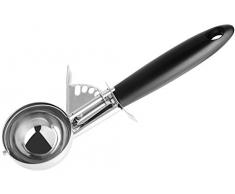 Fackelmann Eisportionierer, Eislöffel für Eiscreme, Eiskugelformer mit Kugel-Auswurf-Fuktion (Farbe: Silber/Schwarz), Menge: 1 Stück