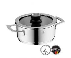 WMF VarioCuisine Kochtopf 20cm, Silence- Glasdeckel inkl. Thermometer, Bratentopf 2,5l, Cromargan Edelstahl poliert, Topf Induktion, unbeschichtet, Silikonrand