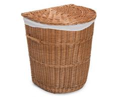 Prestige Wicker Weiden Hälfte rund gefüttert Wäschekorb, Natur, 50 x 42 x 65 cm