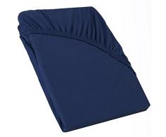 CelinaTex Perla Boxspringbett Wasserbett Topper Spannbettlaken 180x200-200x200 cm dunkel blau Baumwolle Bettlaken Spannbetttuch