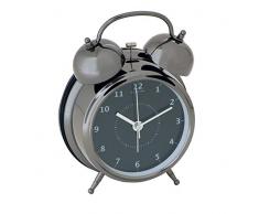 NeXtime kleiner Wecker WAKE UP, lautlos, aus Metall, Schwarz, ø 9 cm