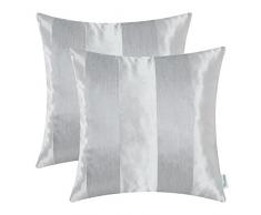CaliTime Kissenbezüge Kissenhülle Packung mit 2 Dekokissenbezüge Schalen für Couch Sofa Home Decoration Modern Shining & Dull Contrast Striped 50cm x 50cm Silver Grey