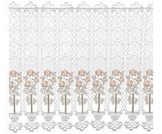 Plauener Spitze by Modespitze, Store Bistro Gardine Scheibengardine mit Stangendurchzug, hochwertige Stickerei, Höhe 62 cm, Breite 176 cm, Creme/Beige/Lachs