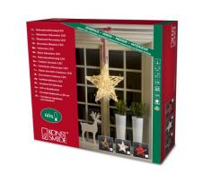 Konstsmide 6222-100 LED Dekoration Holzsilhouette Stern, braun / für Innen (IP20) / 24V Innentrafo / 60 warm weiße Dioden / transparentes Kabel