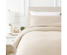 AmazonBasics - Bettwäsche-Set, Fein-Biber, 135 x 200 cm, Beige