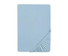 biberna Jersey-Elastic (Matratzenhöhe max. 25 cm) Spannbetttuch, 97% Baumwolle / 3% Elasthan, Hellblau, 140 x 200 cm - 160 x 220 cm