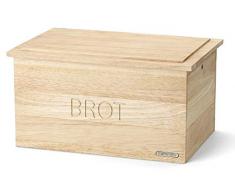 Continenta Brotkasten mit Deckel aus Gummibaumholz, Holz-Brotbox, Größe: 34,5 x 23 x 19 cm