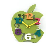 GMMH 3 D Design Modern Wanduhr 35 cm Apfel 1104 (grün)