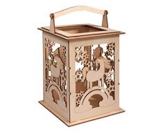 Rayher 62892505 Holz Laterne Einhorn, mit Griff, 15,3 x 15,3 x 26,5cm, Holzbausatz, 15-tlg.;Windlicht, für LED-Kerze, Lichterkette