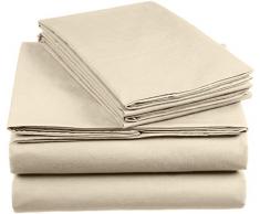 AmazonBasics Everyday Bettwäscheset aus 100% Baumwolle, Tapioca260x220 cm & 2 Kissenbezüge 50x80 cm