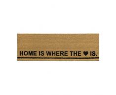 Relaxdays Fußmatte lang Kokos 40 x 120 cm mit Spruch HOME IS WHERE THE HEART IS Kokosmatte als Fußabtreter für breite Indoor und Outdoor Türen rutschfest als Türvorleger und Türmatte, natur