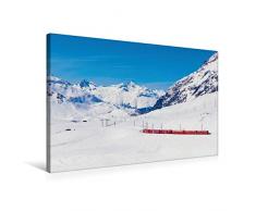 Calvendo Premium Textil-Leinwand 75 cm x 50 cm quer, RhÃ¤tische Bahn am Bernina Pass | Wandbild, Bild auf Keilrahmen, Fertigbild auf echter Leinwand, Leinwanddruck Orte Orte