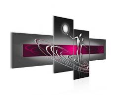 Bilder Abstrakt Figuren Wandbild 200 x 100 cm Vlies - Leinwand Bild XXL Format Wandbilder Wohnzimmer Wohnung Deko Kunstdrucke Pink Grau 4 Teilig - MADE IN GERMANY - Fertig zum Aufhängen 301241b