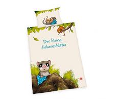 Bettwäsche-Set Der kleine Siebenschläfer, Kopfkissenbezug 40x60cm, Bettbezug 100x135cm, Material: 100% Baumwolle, Flanell, Kissen mit Hoteleinschlag, Bezug mit Knopfleiste
