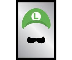 empireposter - Nintendo - Super Mario - Luigi Face - GröÃe (cm), ca. 30x20 - Bedruckter Spiegel, NEU - Beschreibung: - Bedruckter Wandspiegel mit schwarzem Kunststoffrahmen in Holzoptik -